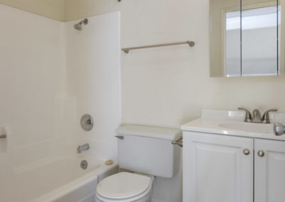 Bathroom with shower/bath, toilet and vanity sink